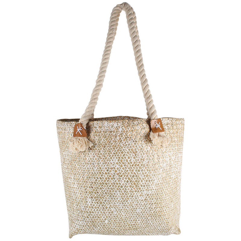 Sac  paille paradis avec poigne de corde (41x36x13cm)