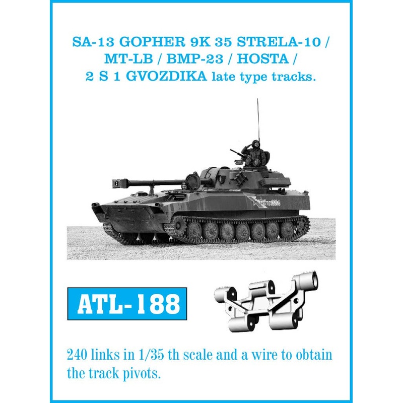 1/35 Current Russian / Soviet SA-13 Gopher (9K35 Strela) / MT-LB / BMP-23 / 2A34 Hosta / 2S1 Gvozdika Late Typr Tracks