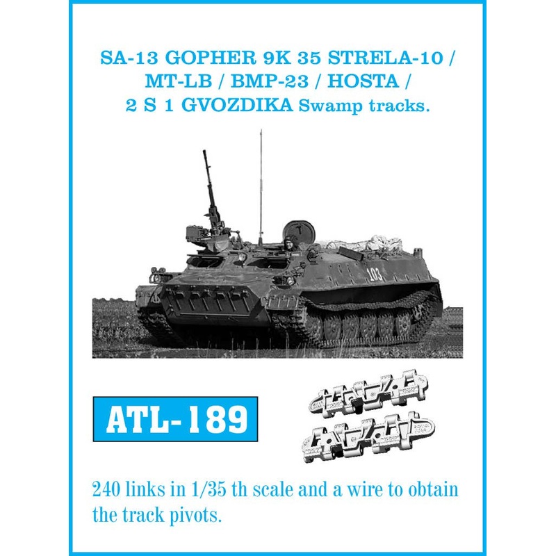 1/35 Current Russian / Soviet SA-13 Gopher (9K35 Strela) / MT-LB / BMP-23 / 2A34 Hosta / 2S1 Gvozdika Swamp Tracks