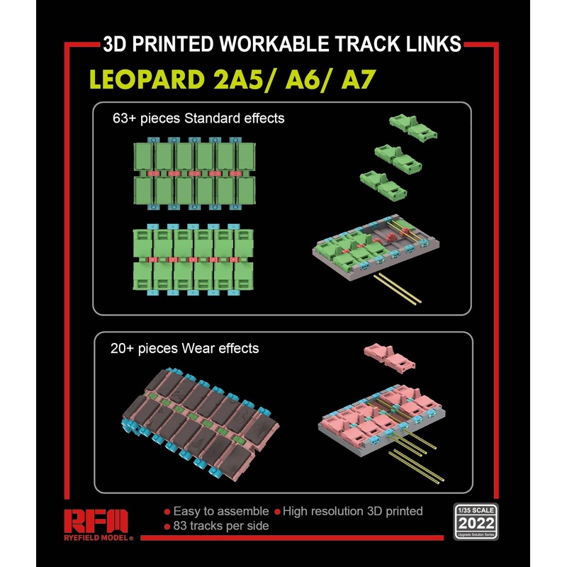 1/35 Movable Track Set For Leopard 2 A5 / A6 / A7 (Made By 3D Printer)