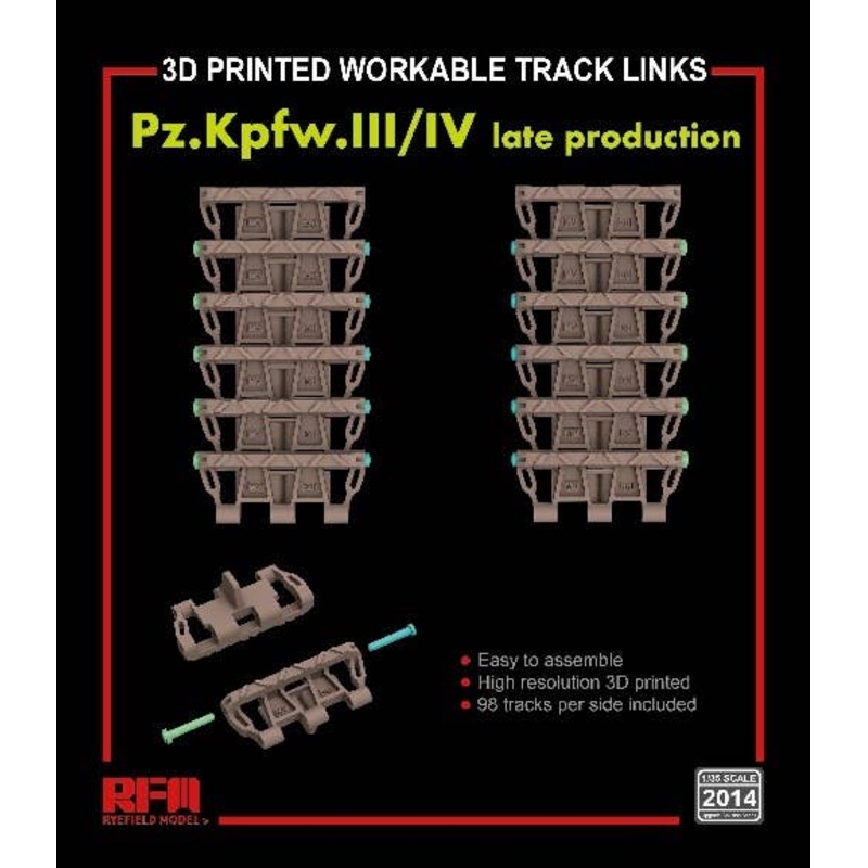 1/35 Panzer III / Panzer IV Movable Track Set For Late Model (Made By 3D Printer)
