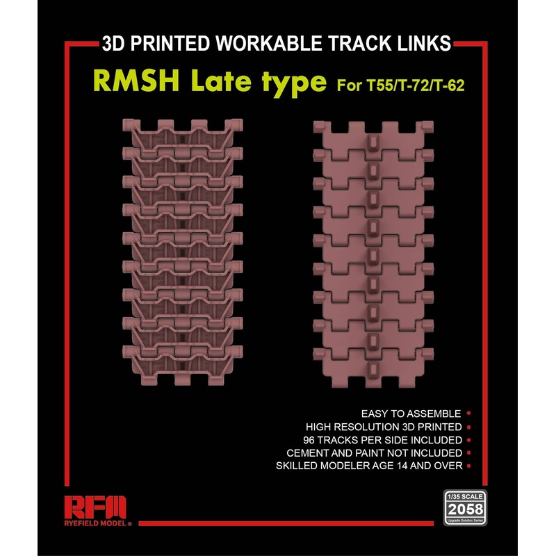 1/35 RMsh Late Type Tracks for T-55/T-72/T-62 (3D Printed Workable)