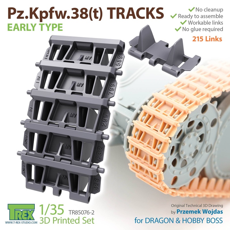 1/35 WWII German 38 (t) Light Tank Early Type Track (For Dragon / Hobby Boss)