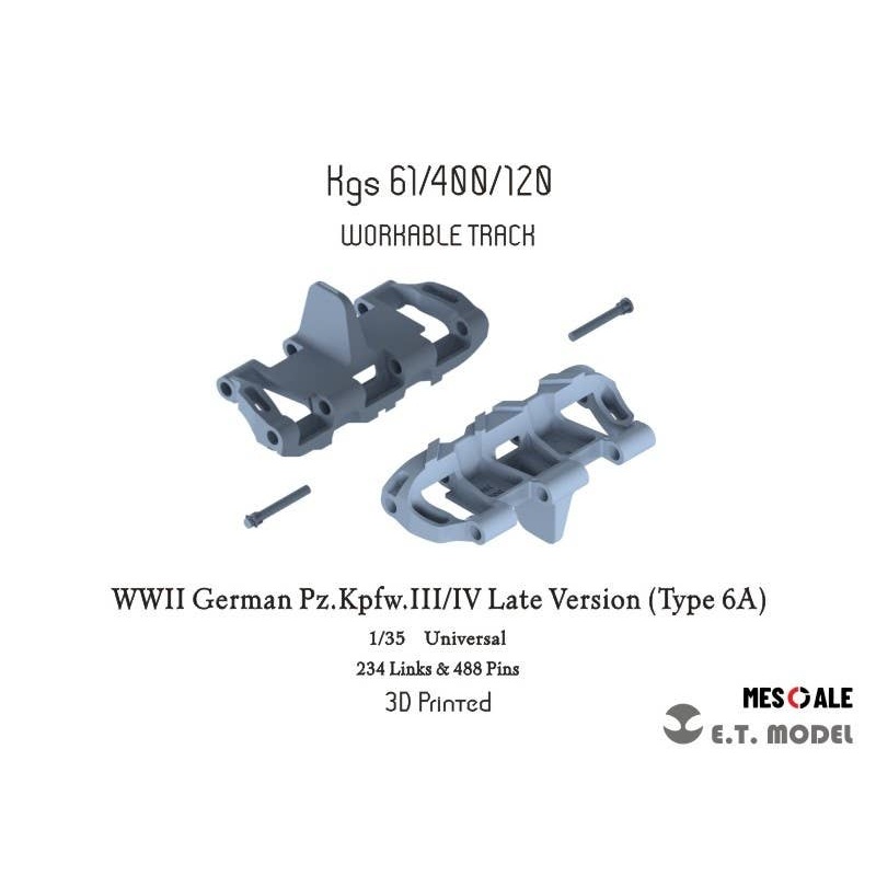 1/35 WWII German III / IV Tank Late Type Movable Track Type 6A (3D)