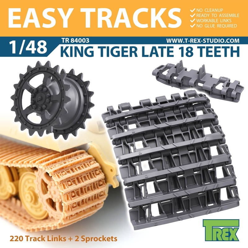1/48 WW.II German King Tiger Track for 18-tooth Sprocket Late Model with Sprocket