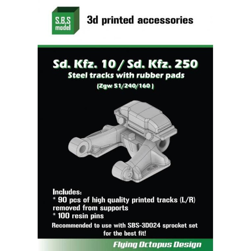Sd.Kfz. 10 / Sd.Kfz. 250 Steel tracks with rubber pads (Zgw51/240/160)