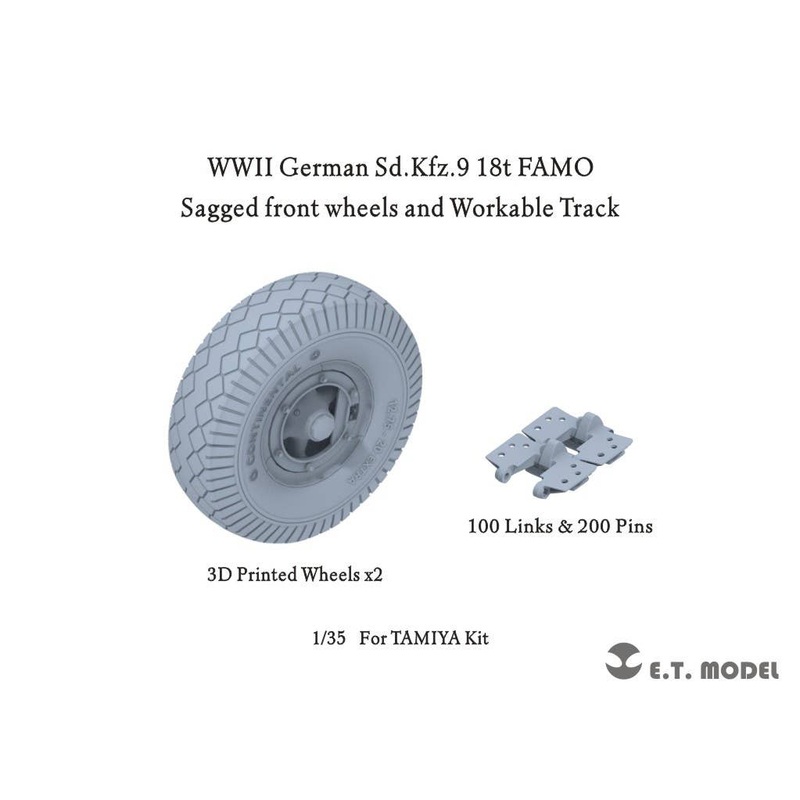 1/35 WWII German Sd.Kfz.9 18-ton Heavy Half-track FAMO (Famo) Self-weight Deformation Tire & Movable Track Set (for Tamiya)