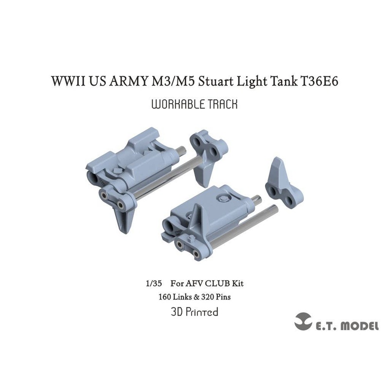1/35 WWII U.S. Army M3 / M5 Stuart Light Tank T36E6 Movable Track (for AFV Club)
