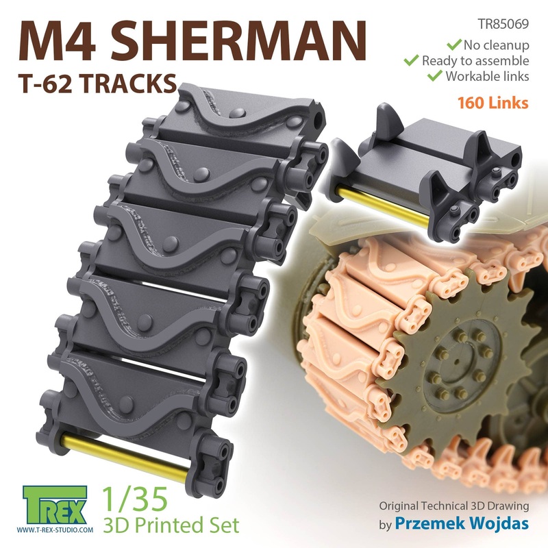 1/35 WWII U.S. M4 Sherman Medium Tank T62 type Track