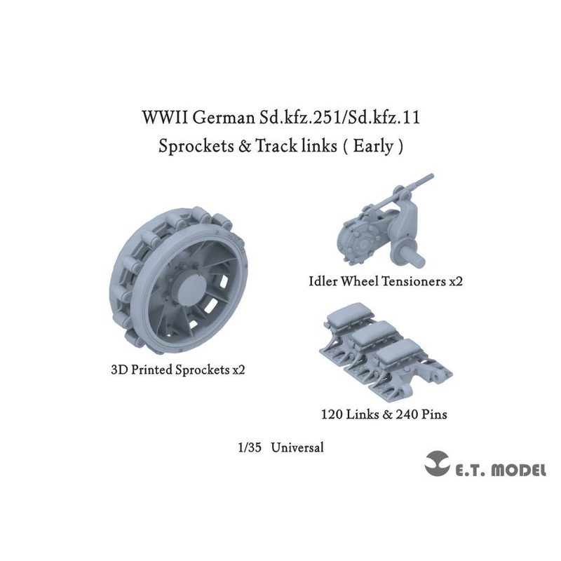 WWII German Sd.Kfz.251/Sd.kfz.11 Sprockets & Track Links (Early)