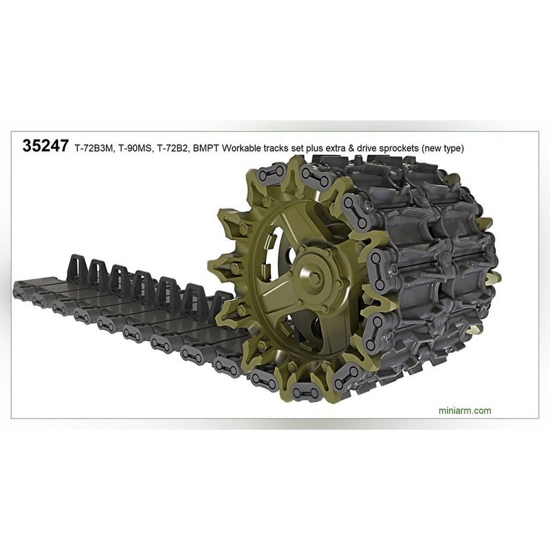 1/35 Modern Russia T-72B3M / T-90MS / T-72B2 Main Battle Tank / BMPT Tank Support Fighting Vehicle New Track Tracks (Movable) w/Start Wheels (for Tiger Model / Meng Model / Zvezda / Trumpeter)