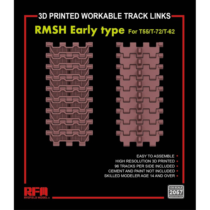 1/35 RMsh Early Type Tracks for T-55/T-72/T-62 (3D Printed Workable)