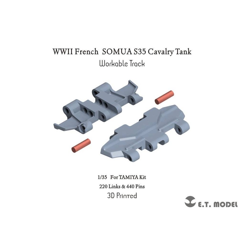 1/35 WW.II French Somua S35 Cavalry Tank Workable Track (3D)
