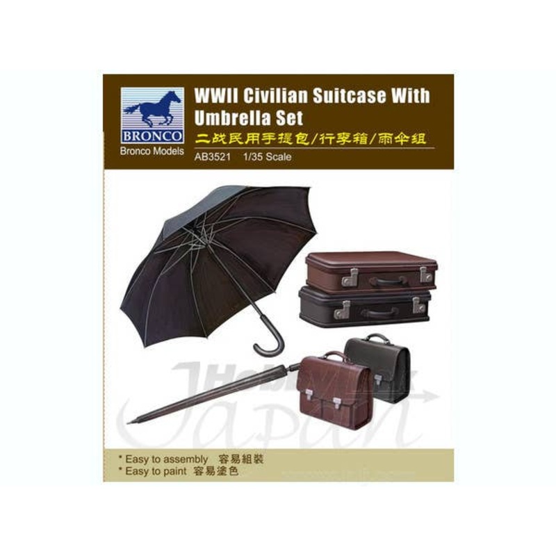 1/35 WWII Civilian Suitcase with Umbrella Set