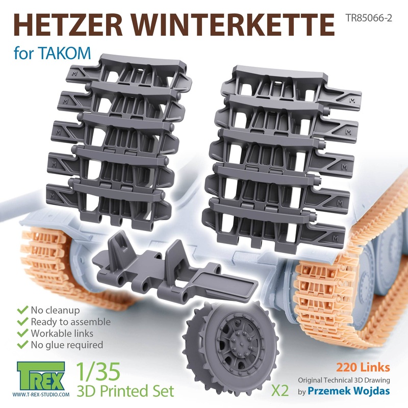 1/35 WWII German Hetzer Tank Destroyer Winterkette w/Start Wheels (for Takom)