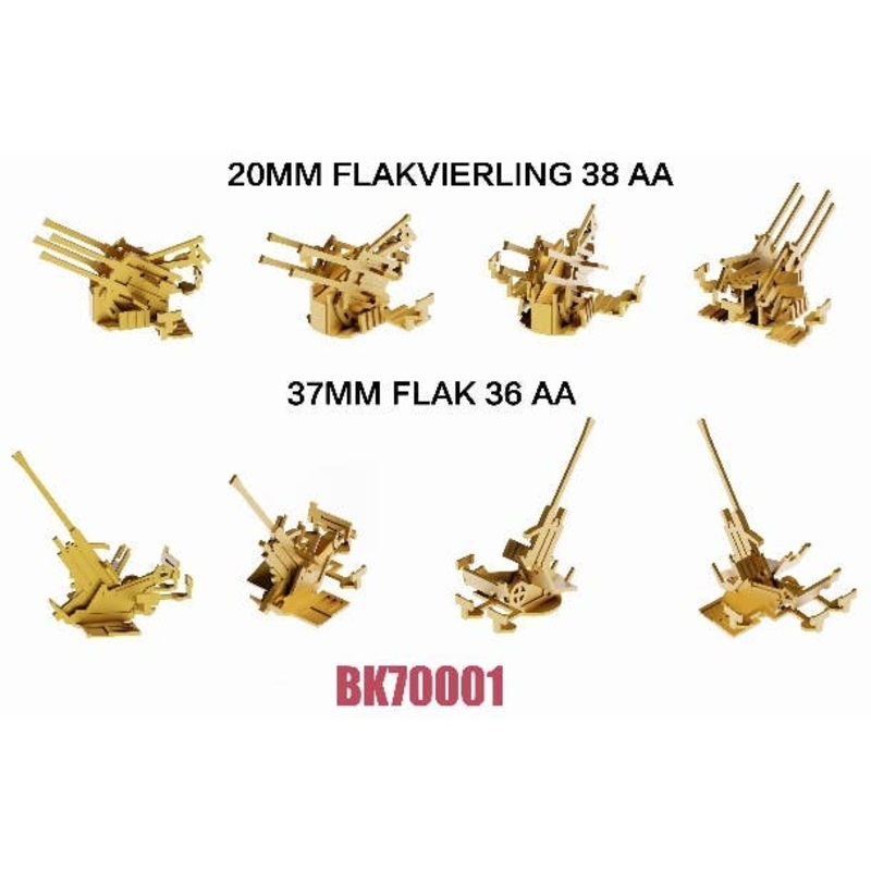 1/700 German 37Mm Flak 36 & 20Mm Quadruple Anti-Aircraft Gun 38 (for Flak Tower)