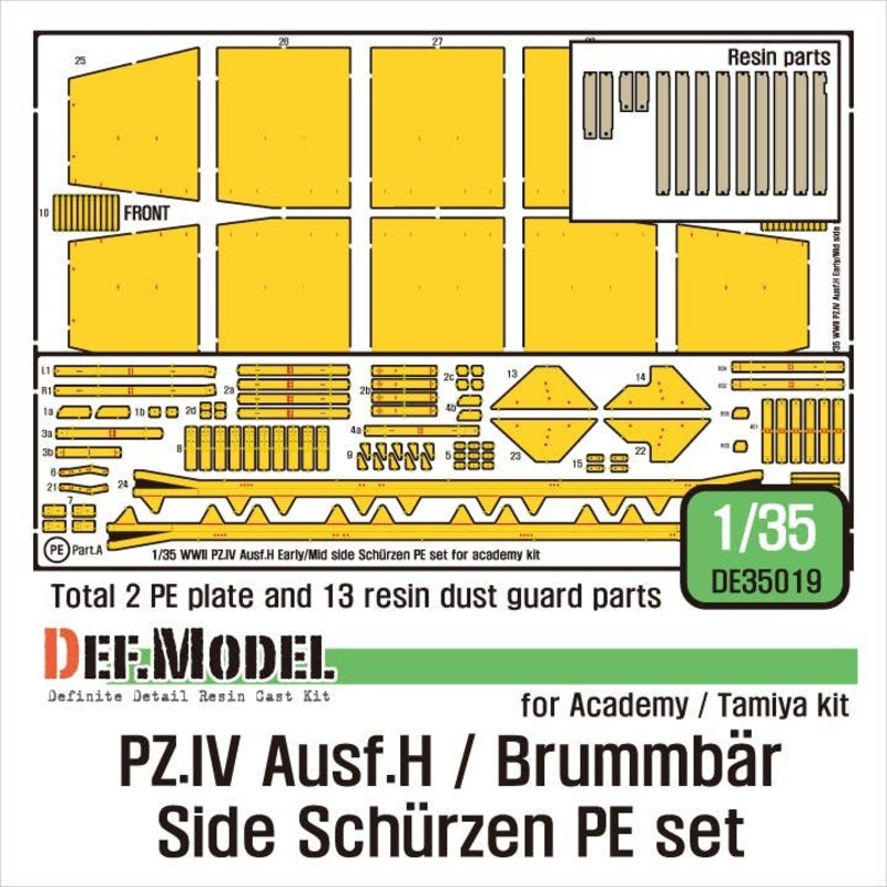 1/35 German Pz.IV Ausf.H /Brummbar Side Schurzen Photo-Etched set (Academy : General Purpose)