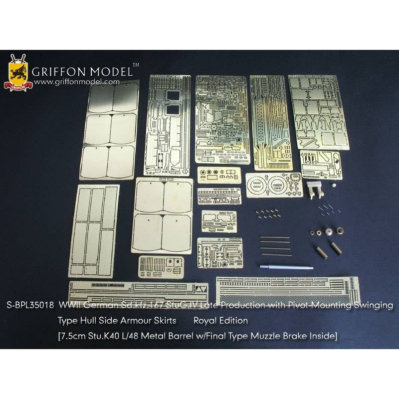 1/35 WW.II German Sd.kfz.167 StuG.IV Late Production Photo-Etched Parts & Metal Gun Barrel Royal Edition
