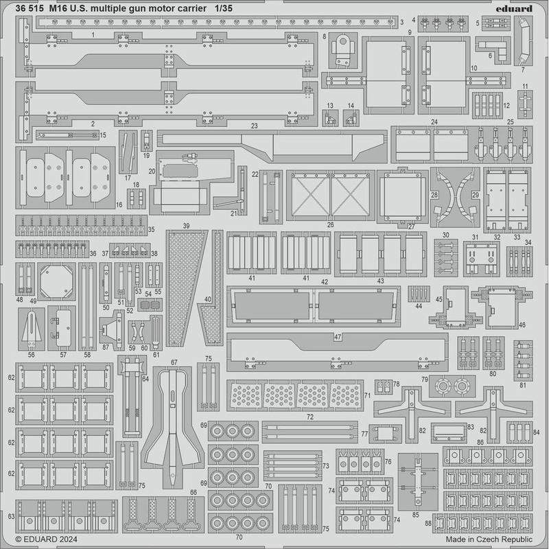 1/35 M16 US multiple gun motor carrier Photo etched (for Tamiya)