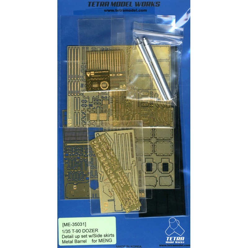 1/35 Russian MBT T-90 Dozer Detail Up Set w/Side Skirts, Metal Barrel for Meng