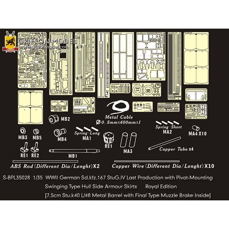 1/35 WW.II German Sd.kfz.167 StuG.IV Photo-Etched Parts & Metal Gun Barrel Royal Edition