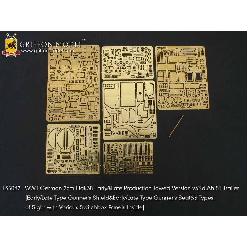 1/35 WWII German 2cm Flak38 Early & Late Production Towed Version w/Sd.Ah.51 Trailer