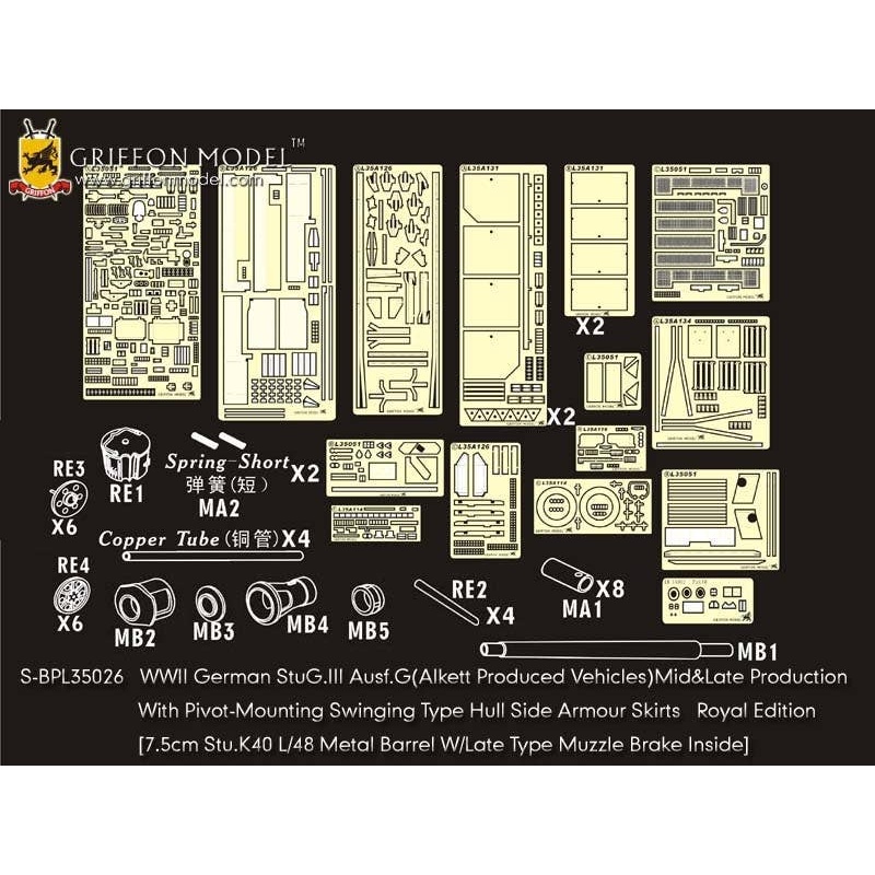 1/35 WW.II German StuG III Ausf.G Mid/Late Production Detail Up Parts Royal Edition
