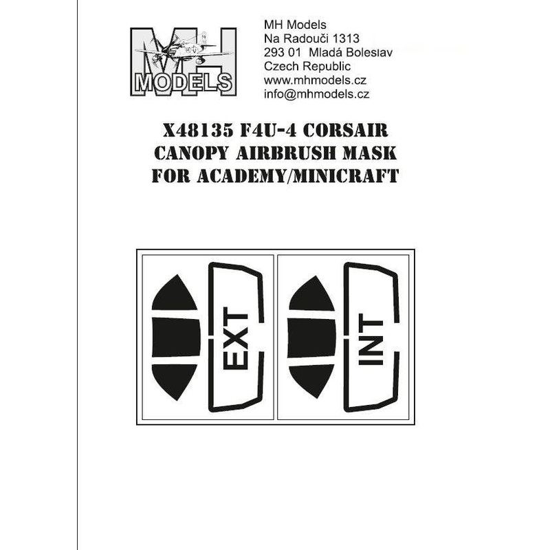1/48 F4U-4 Corsair canopy airbrush mask for Academy/Minicraft