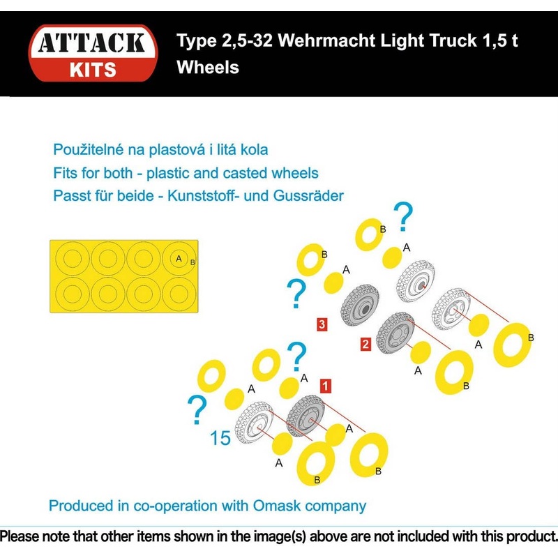1/72 Opel Blitz (Type 2,5-32) Wehrmacht Light Truck 1,5 t - Wheels Paint Mask Seal