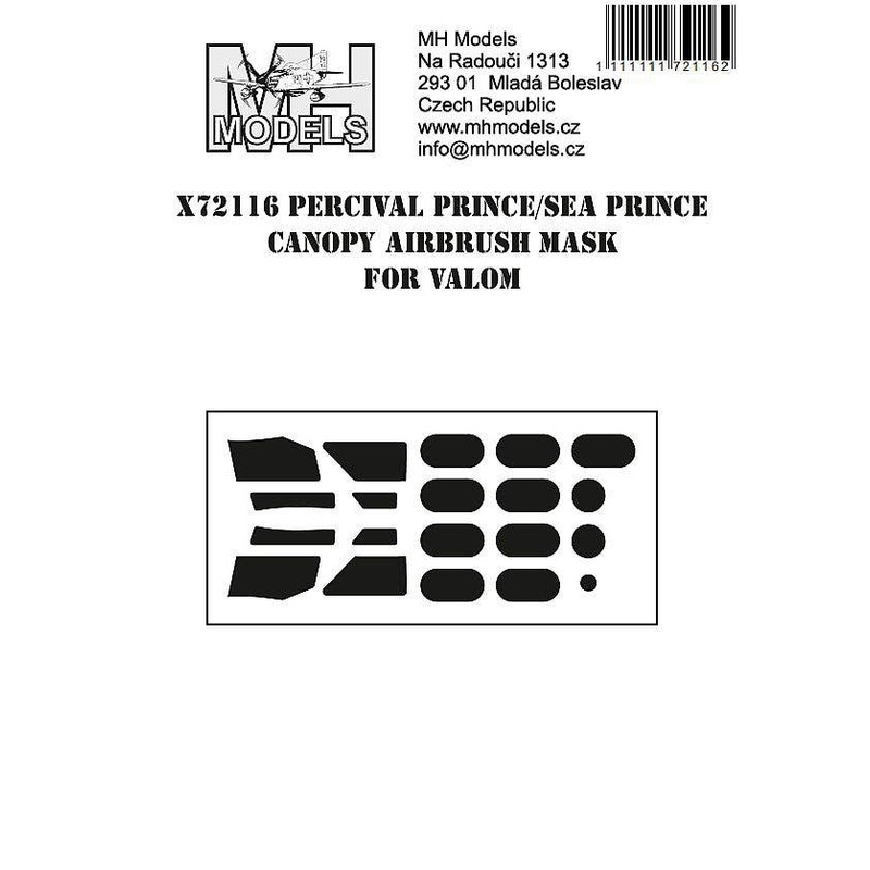 1/72 Percival Prince/Sea Prince canopy airbrush mask for Valom