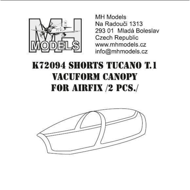 1/72 Shorts Tucano T.1 Vacuform canopy (2 pcs), for Airfix