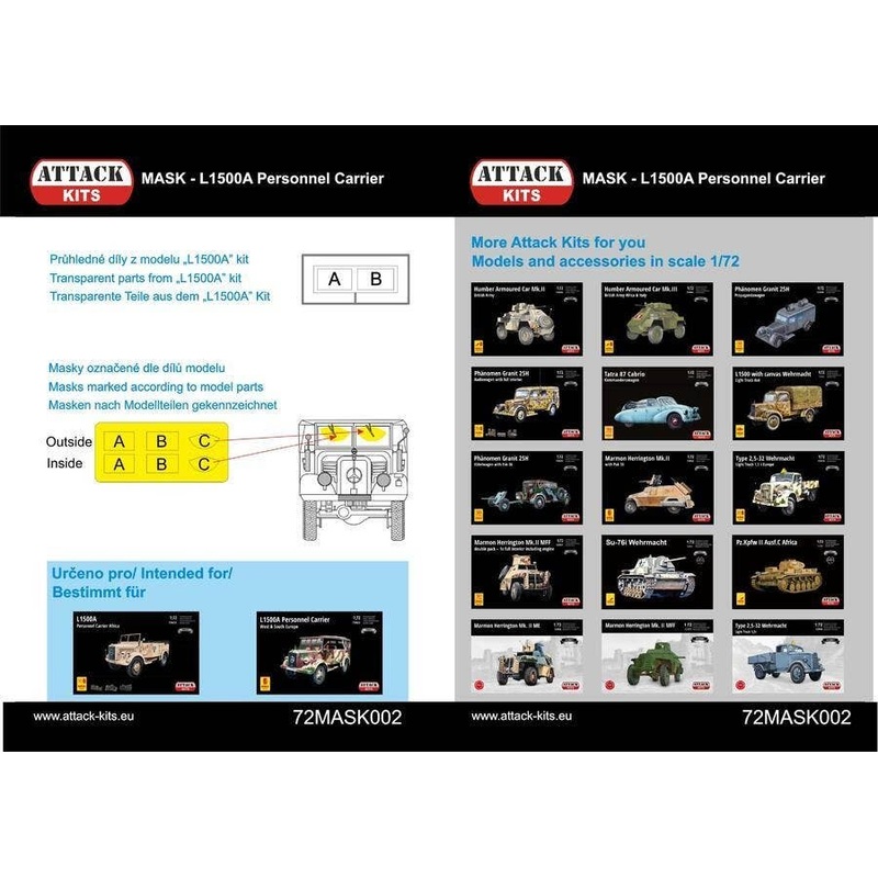 1/72 Ww.II Germany L1500A 4X4 Truck Paint Mask Seal (for Attack)