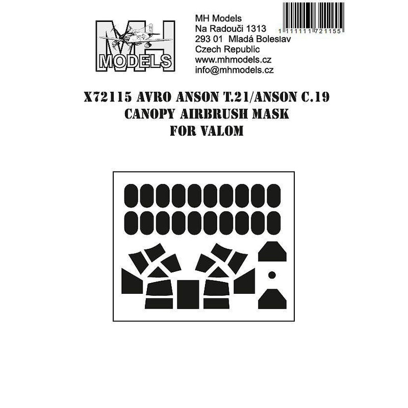 Avro Anson T.21/C.19 canopy airbrush mask for Valom