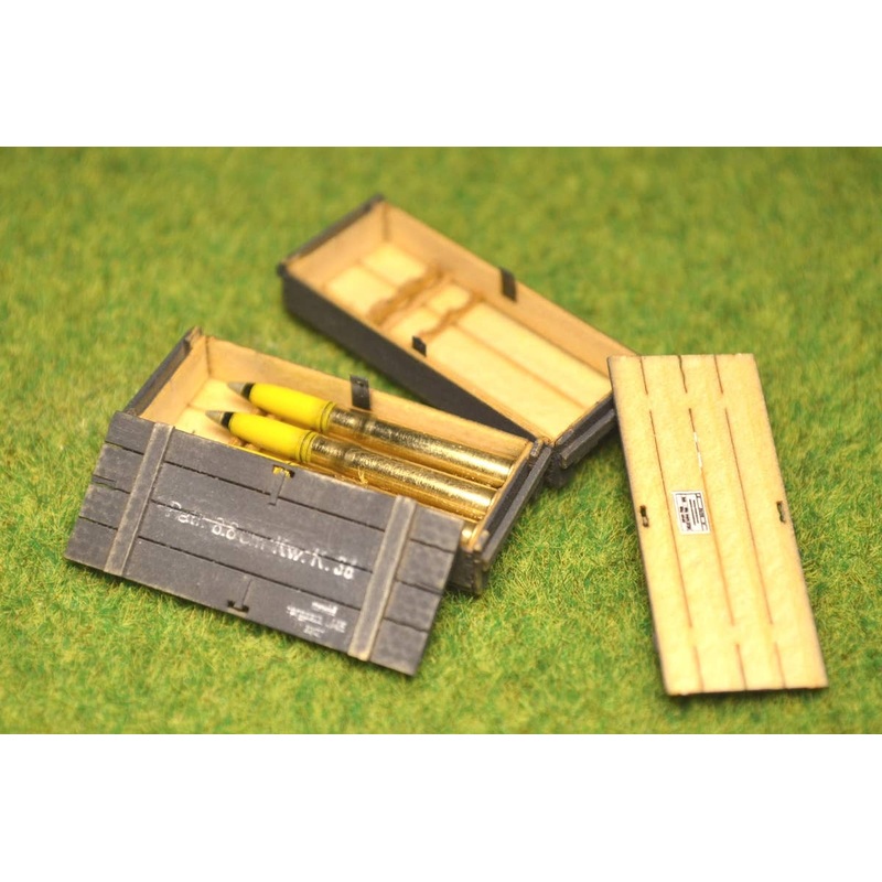 1/35 Ammunition Wooden Box of 56 Caliber 8.8cm KWK 36 Tank Shells for Tiger I (2 Boxes)