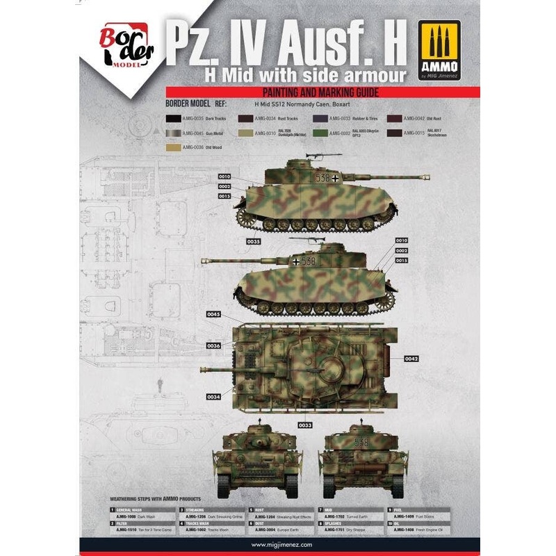 1/35 Pz.Kpfw. IV Ausf. H Mid Production Type Painting and Marking Guide SS12 Normandy Caen