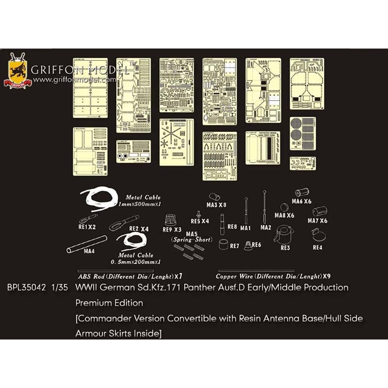 1/35 WW II German Sd.Kfz.171 Panther Ausf.D Early/Middle Production Premium Edition (for Dragon DR6164, DR6299, DR6428)