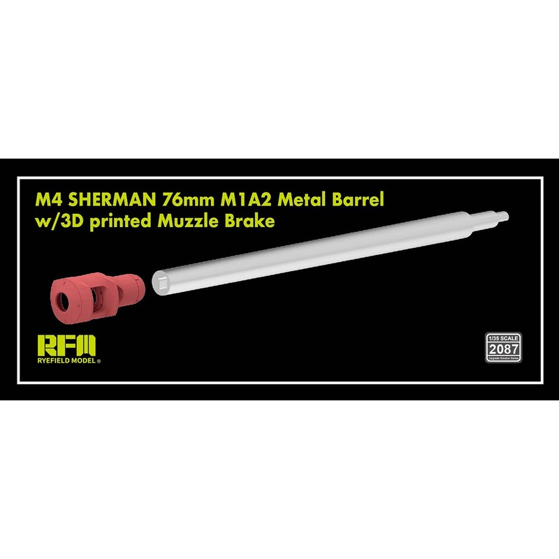 1/35 M4 SHERMAN 76mm M1A2 metal barrel w/3D printed muzzle brake
