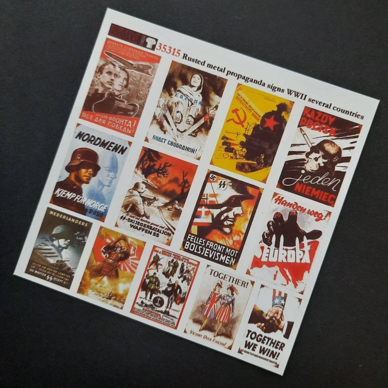 1/35 Rusted Wartime Propaganda Poster Set Allied / Axis