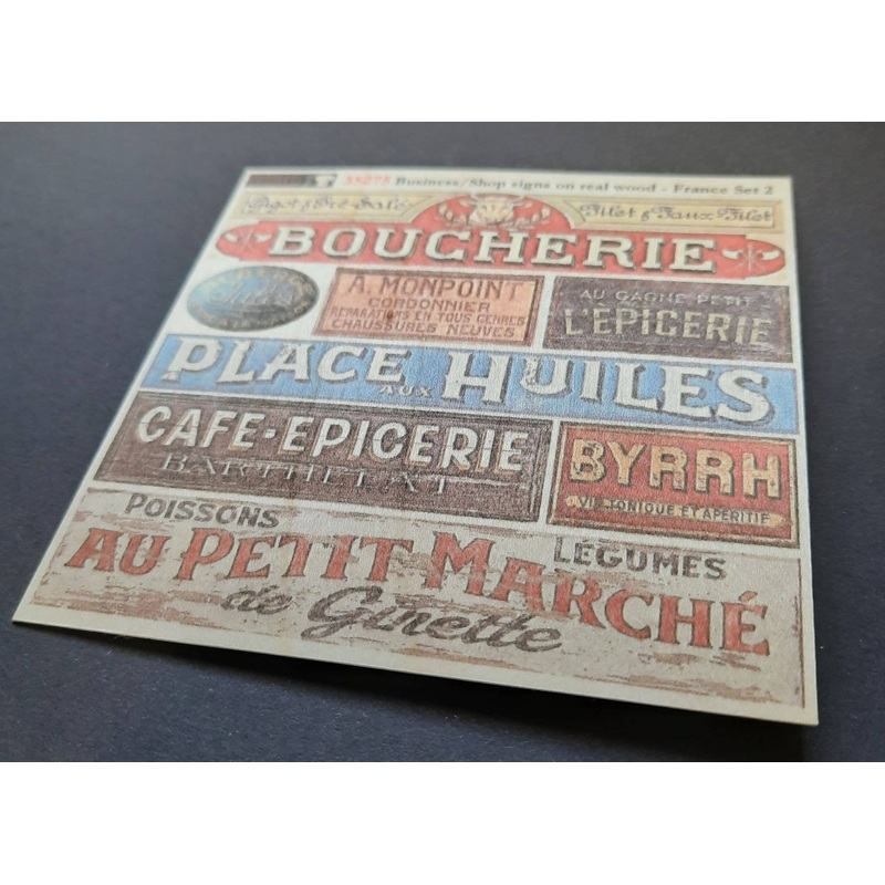 1/35 Store Name / Industry Name Storefront Wooden Signboard French Set 2