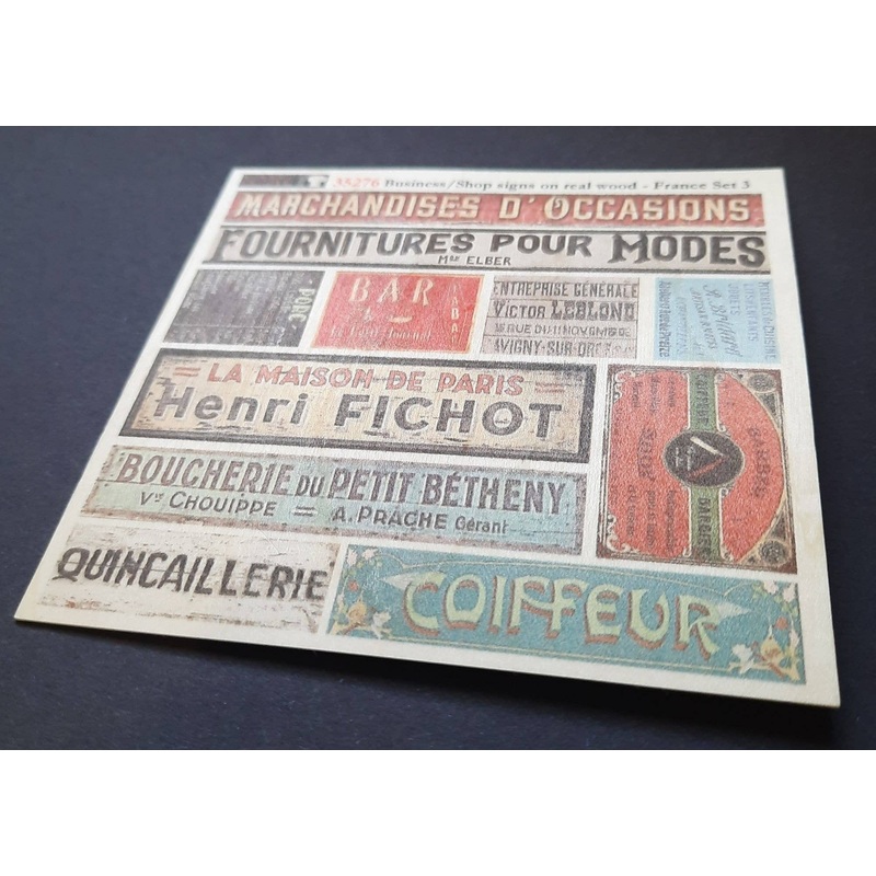 1/35 Store Name / Industry Name Storefront Wooden Signboard French Set 3
