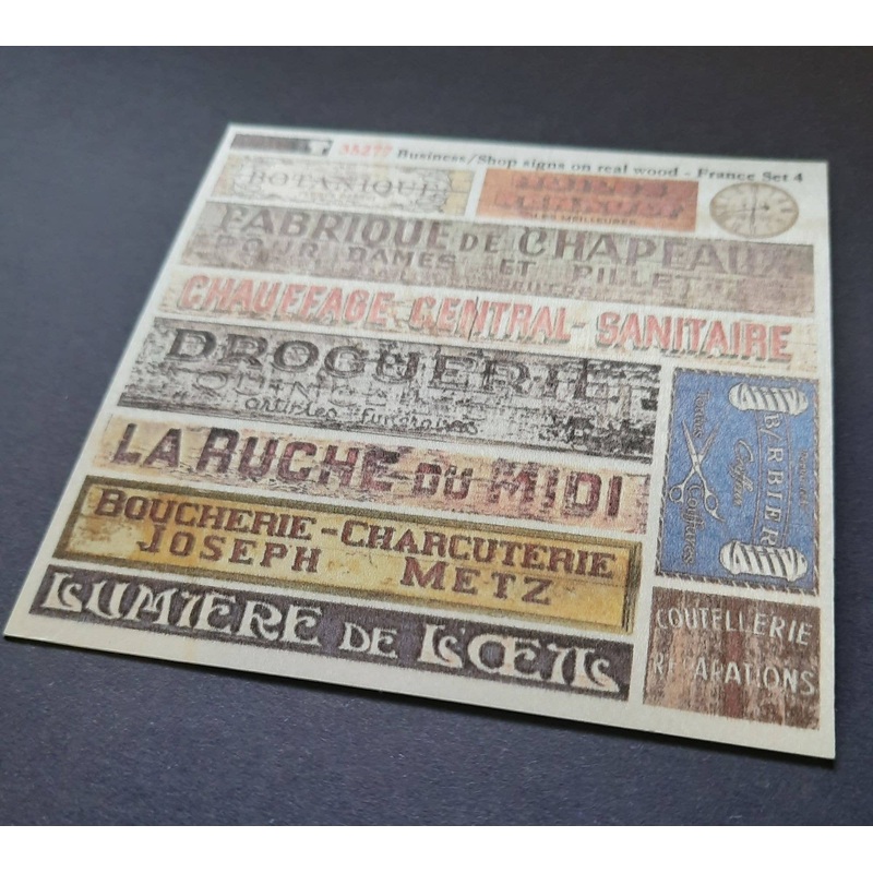 1/35 Store Name / Industry Name Storefront Wooden Signboard French Set 4