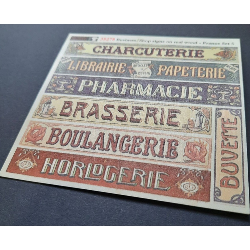 1/35 Store Name / Industry Name Storefront Wooden Signboard French Set 5