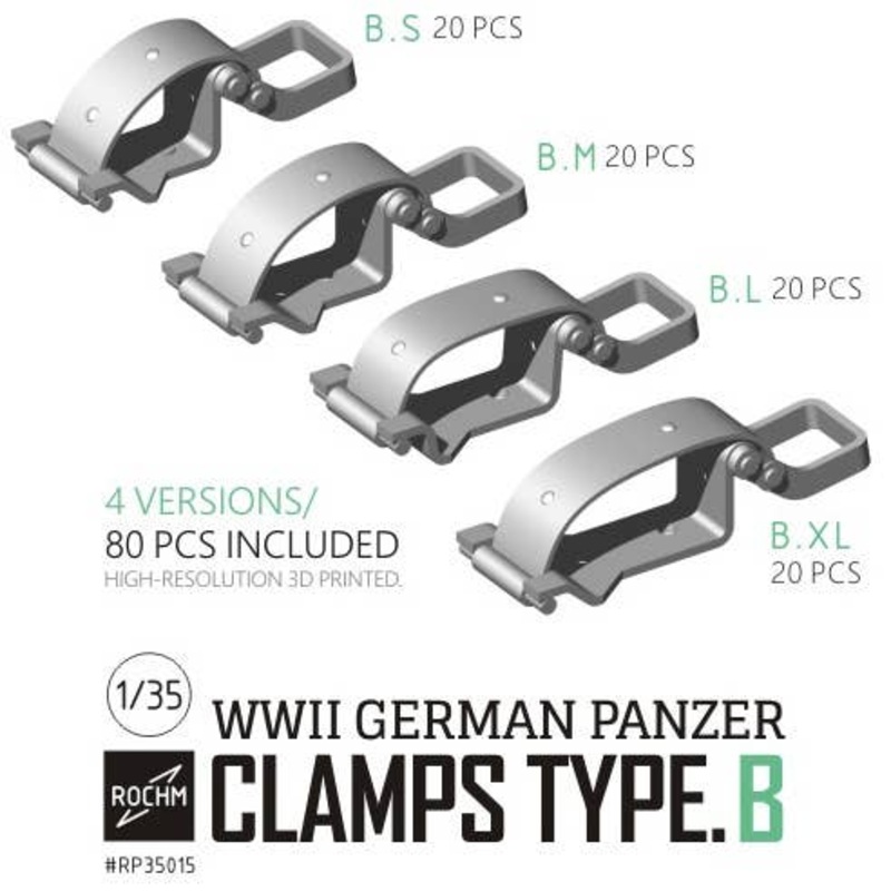 1/35 WW.II German Army Vehicle Clamp B Set (4 Ver. 80pcs)