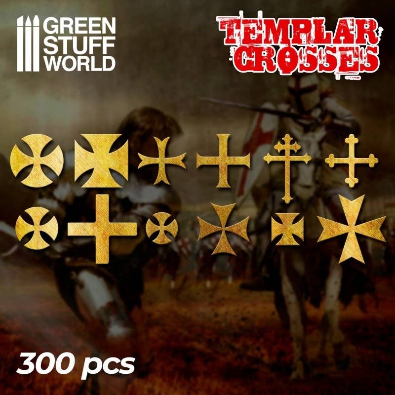 Brass Temple Knights Cross Crest Set