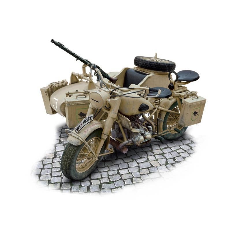 1/9 German Military Motorcycle with Side Car