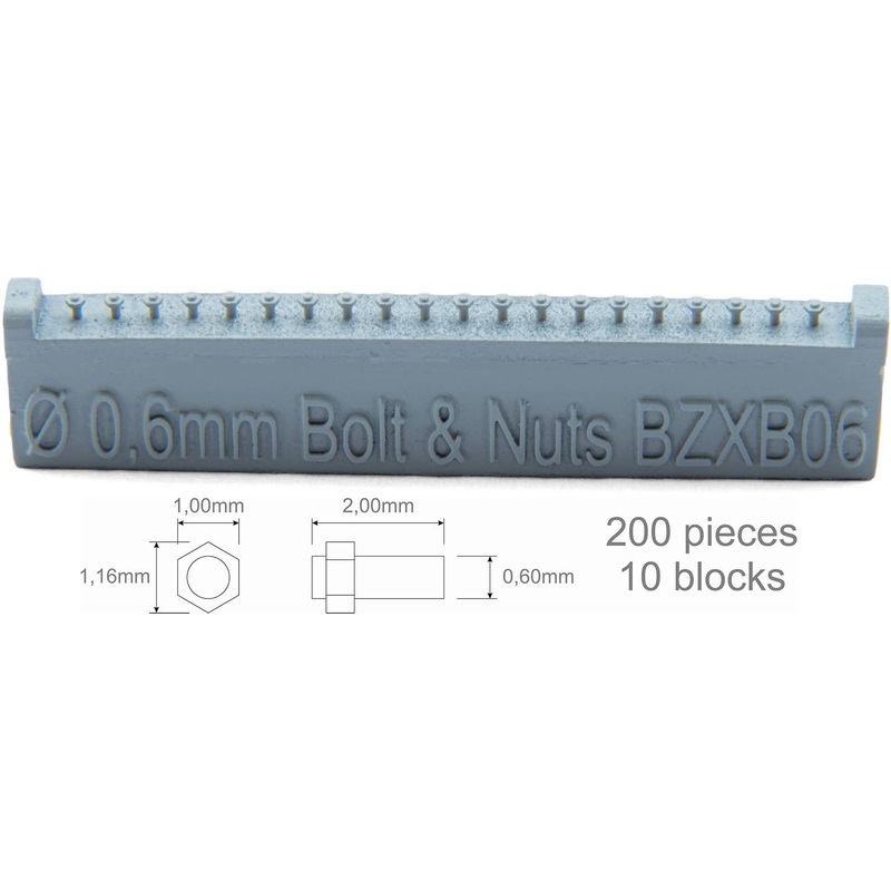 Screw 0,60mm + Nut 1,00x1,16mm 200 pieces