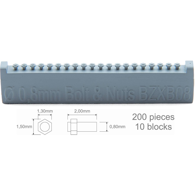 Screw 0,80mm + Nut 1,30x1,50mm 200 pieces