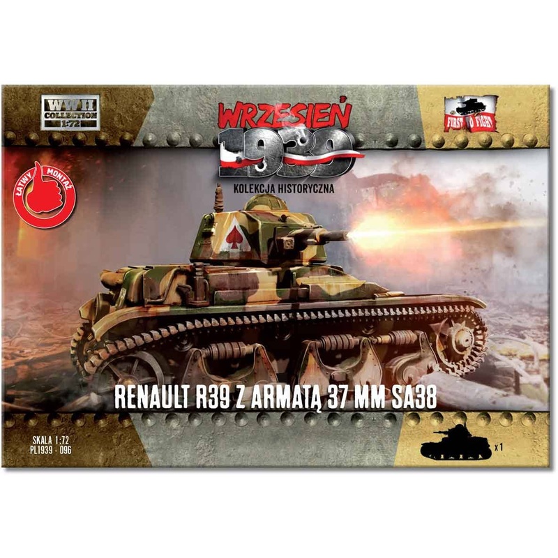 1/72 France Renault R39 Light Tank 37mm SA38 Mounted Type