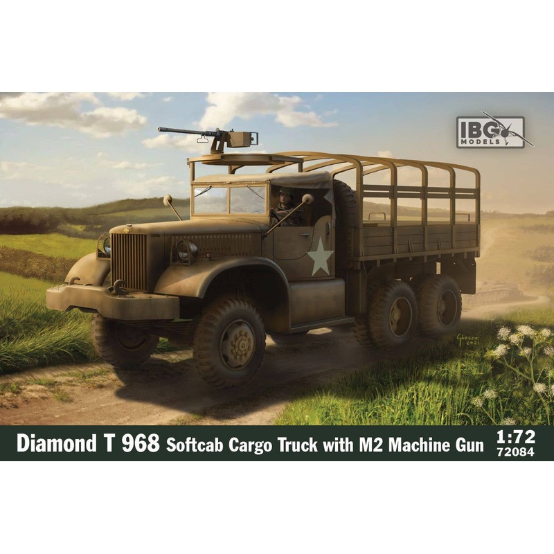 1/72 U.S. Diamond T968 Cargo Truck + M2 Machine Gun, Soft Cab