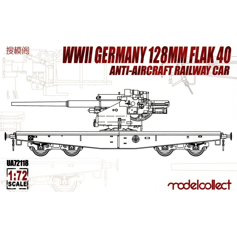 1/72 WWII Germany 128mm Flak 40 Anti-Aircraft Railway Car